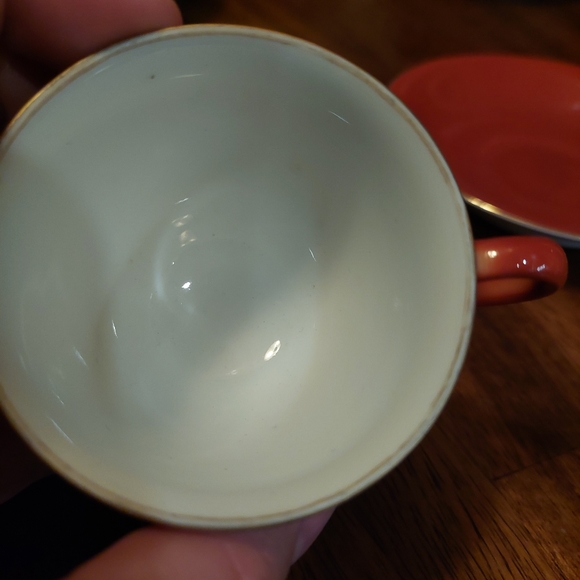 Made In Occupied Japan Dark Orange Teacup & Saucer Jyoto China - Picture 4 of 4